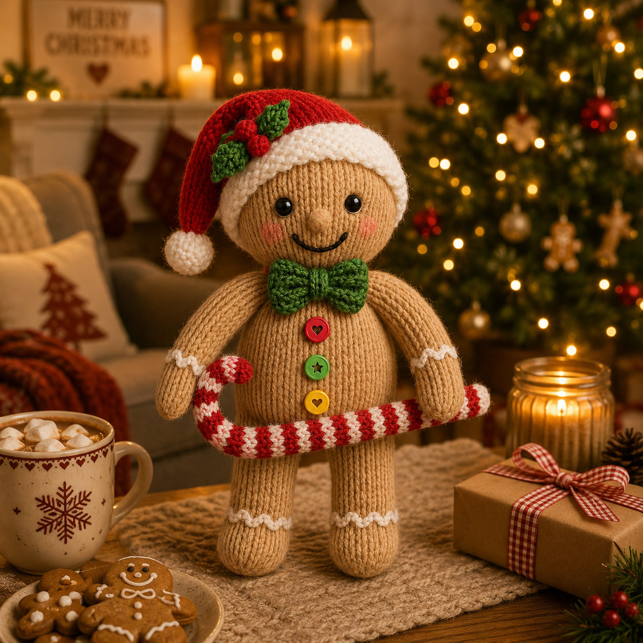 Gingerbread Knitting Pattern- 37CM